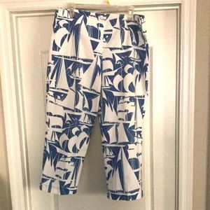 Nautical Blue and White Sailboat Print Pants. NW0T